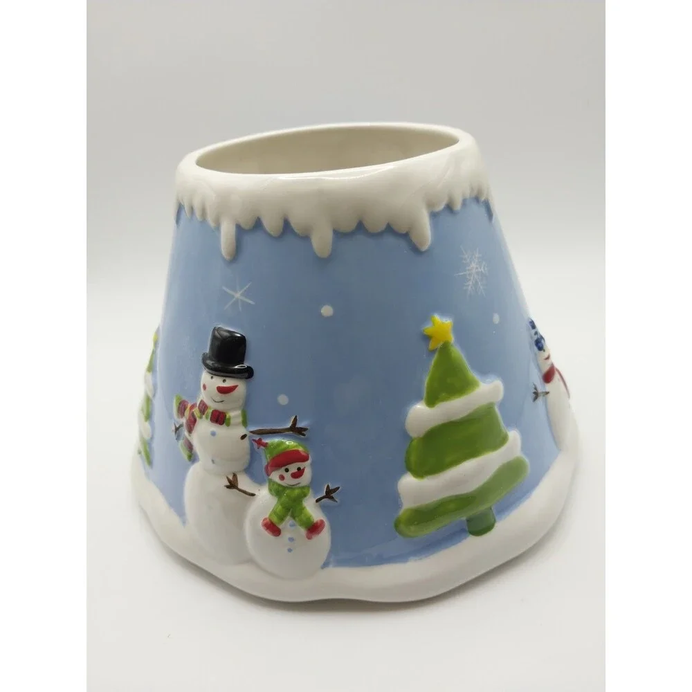Linens 'N Things Snowman Family Candle Topper Shade Fits Large 22oz Jars